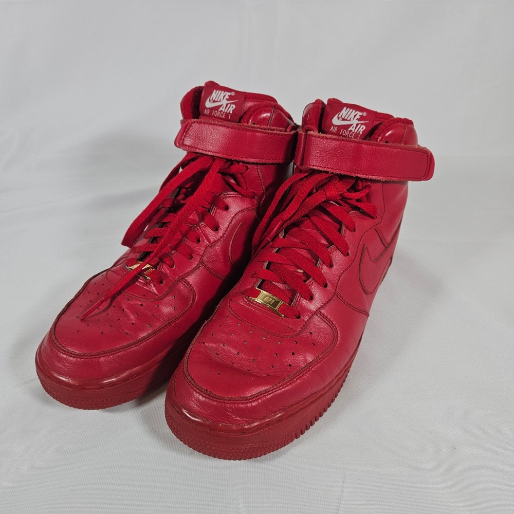 Nike Air Force 1 High Top University Red Leather Sneakers Fashion Shoes‎ US 11.5